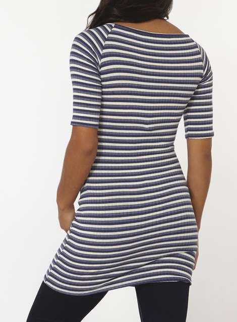 **Maternity Blue Stripe Ruched Tunic